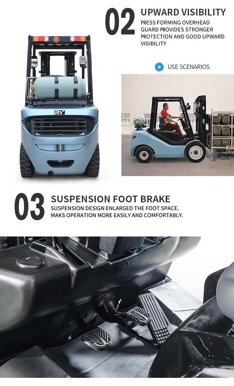 Royal Dual Fuel 3 Ton EPA Standard Engine Gasoline/LPG Forklift Telescopic Fork Lift Trucks